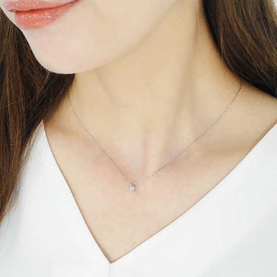 Pt900/K18YG【0.1ct】ハート＆キューピッドダイヤモンド ネックレス サザンクロス