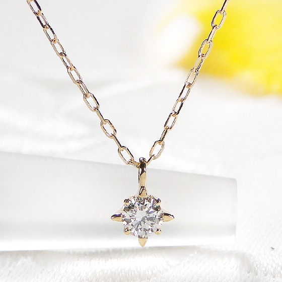 Pt900/K18YG【0.1ct】ハート＆キューピッドダイヤモンド ネックレス サザンクロス