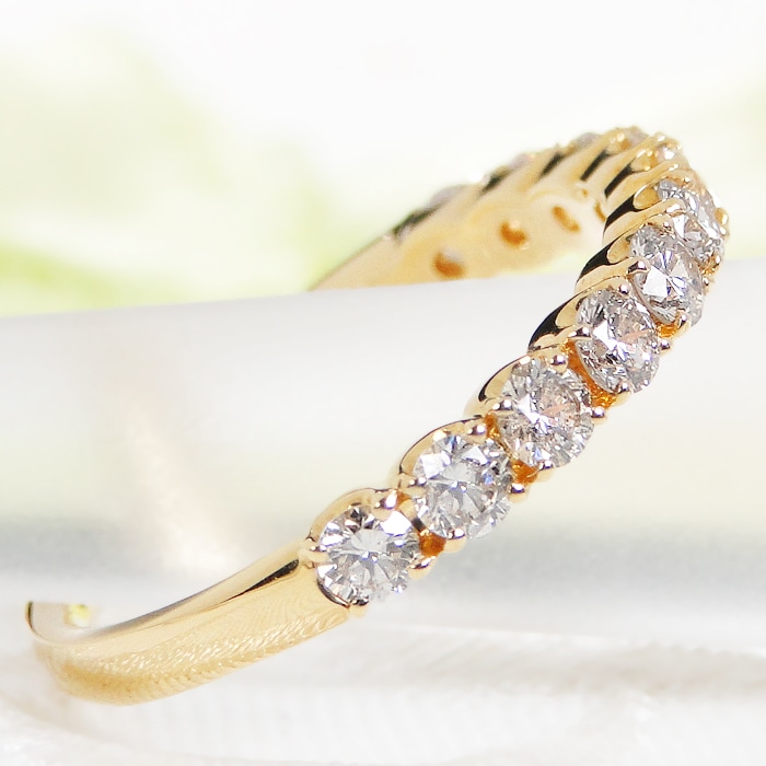 Pt950/K18YG ダイヤモンド エタニティ リング【0.7ct】