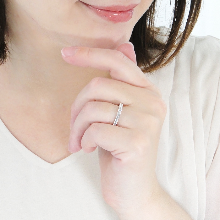 Pt950/K18YG ダイヤモンド エタニティ リング【0.7ct】