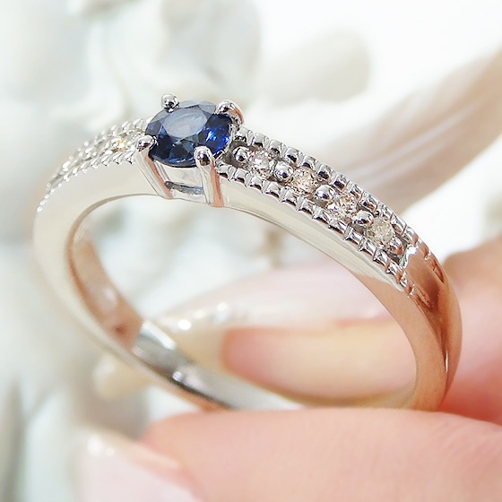 Pt950 サファイア ダイヤモンド リング CSR0378