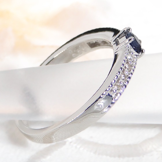 Pt950 サファイア ダイヤモンド リング CSR0378