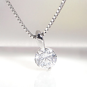 Pt900 二点留め一粒ダイヤモンドネックレス