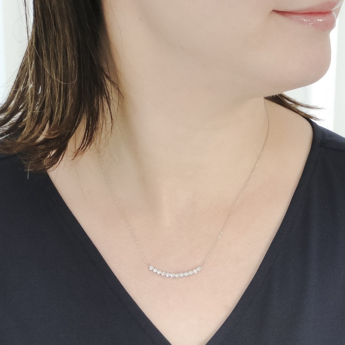 Pt950 ハート＆キューピッド ダイヤモンド ラインネックレス 0.5ct