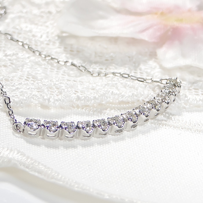 Pt950 ハート＆キューピッド ダイヤモンド ラインネックレス 0.5ct