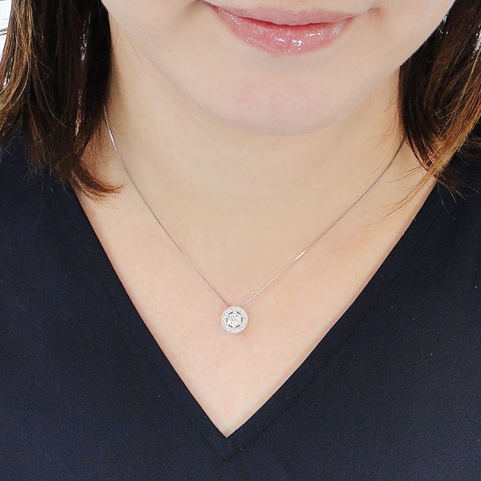 【Pt950/K18YG】【0.30ct】ダイヤモンド サークル デザインネックレス