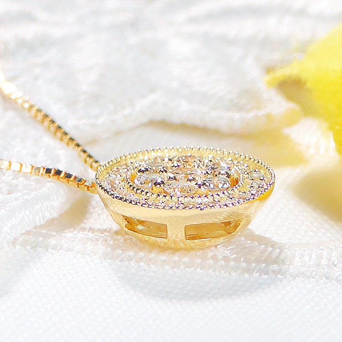 【Pt950/K18YG】【0.30ct】ダイヤモンド サークル デザインネックレス