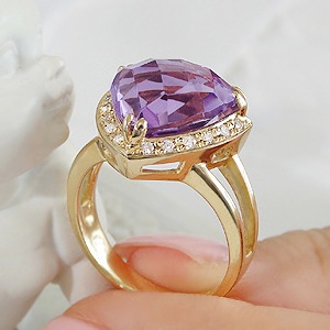 K18YG アメジスト ダイヤモンド リング　　csr0179-18y