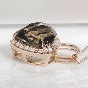 K18PG スモーキークォーツ ダイヤモンド ペンダント