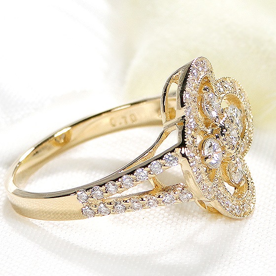 K18YG【0.7ct】ダイヤモンド クローバー リング　csr0333-18y