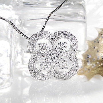 pt900 0.5ct ダイヤモンド クローバー ネックレス
