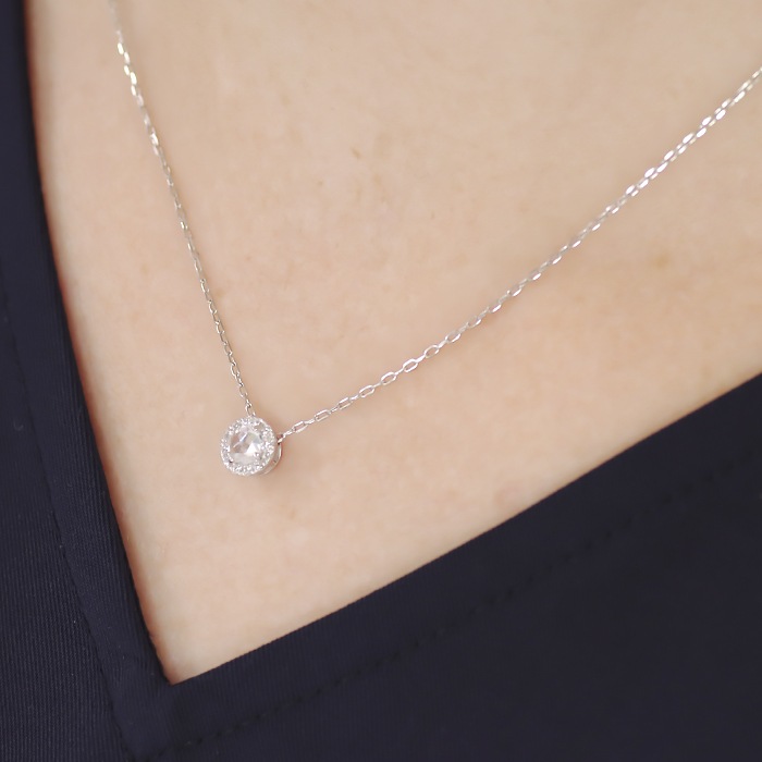 Pt950【0.24ctUP】ローズカット ダイヤモンド 取り巻き ネックレス