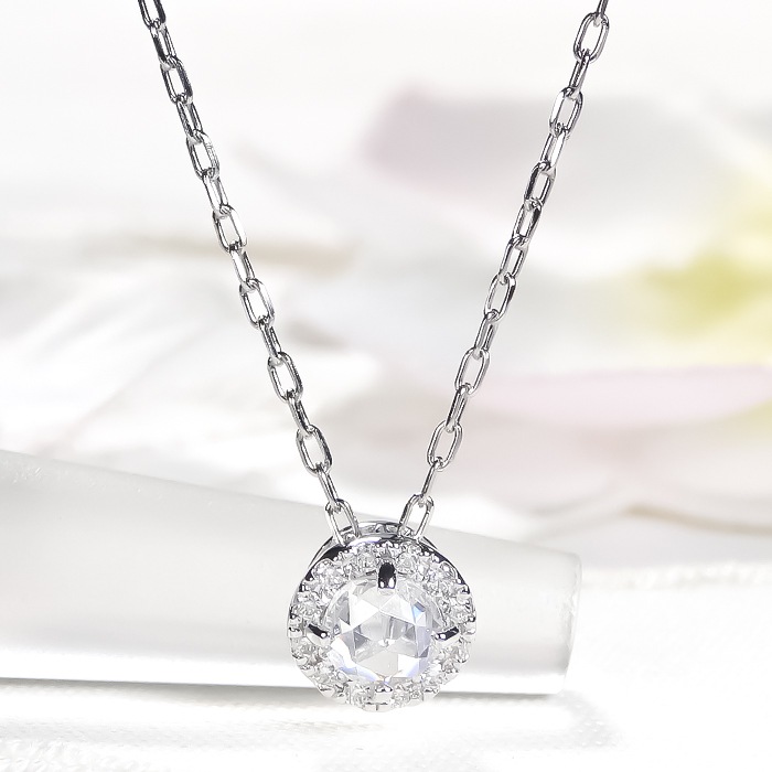 Pt950【0.24ctUP】ローズカット ダイヤモンド 取り巻き ネックレス