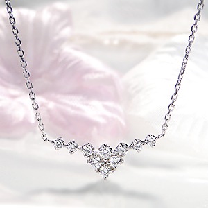 Pt950 ハートアンドキューピッド テン ダイヤモンド ラインネックレス【0.5ct】