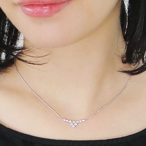 Pt950 ハートアンドキューピッド テン ダイヤモンド ラインネックレス【0.5ct】