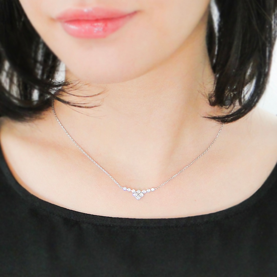 Pt950 ハートアンドキューピッド テン ダイヤモンド ラインネックレス【0.5ct】csn00122-pt