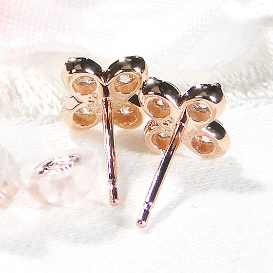 K10YG/PG　クローバー ダイヤモンド ピアス　【0.32ctUP】