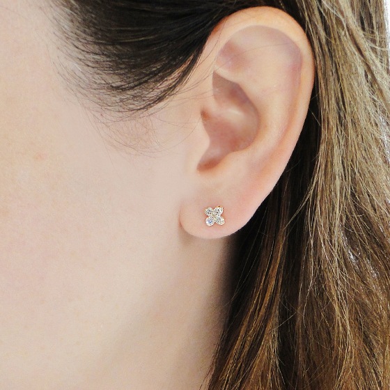 K10YG/PG　クローバー ダイヤモンド ピアス　【0.32ctUP】