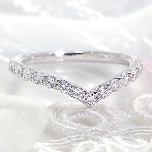 Pt950 ダイヤモンドV字ハーフエタニティリング