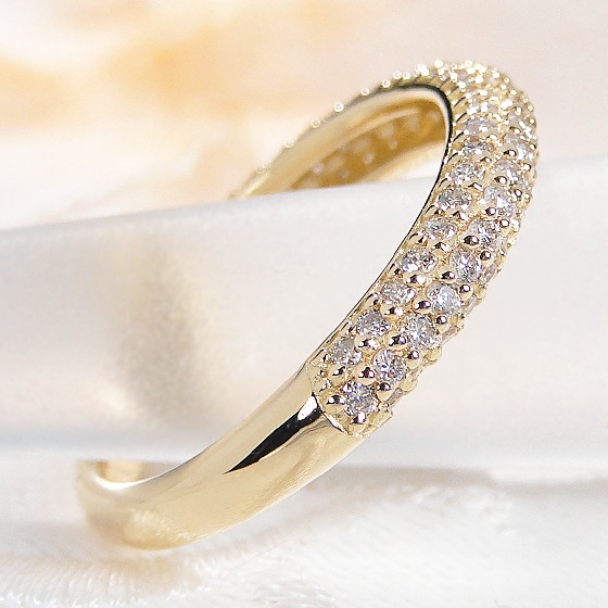 pt950/K18YG/K18PG ピンキーリング ダイヤモンド パヴェ【0.3ct】