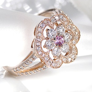 ピンクサファイヤ&ダイヤモンド リング K18PG