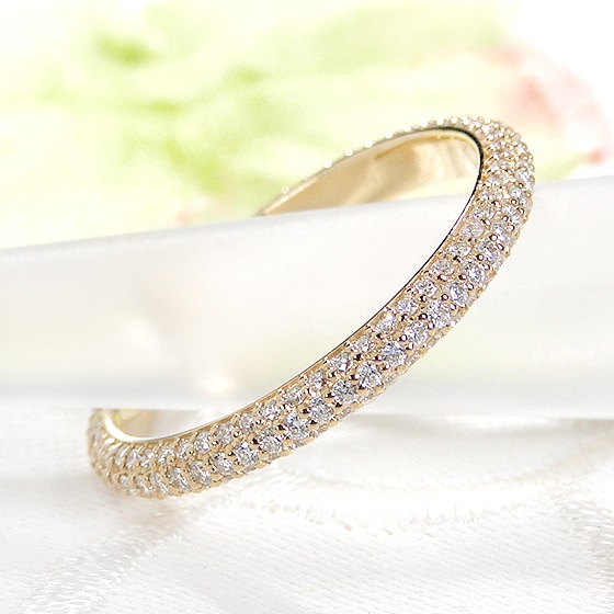 Pt950/K18YG ダイヤモンド パヴェ フルエタニティ リング 【0.7ct】