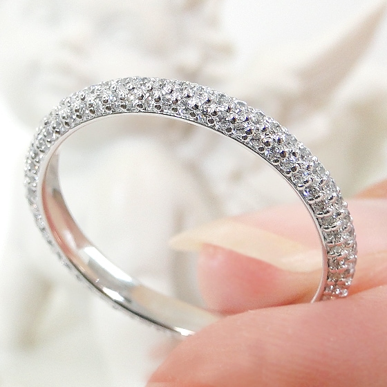 専用JQ52★高級 ブルーダイヤモンド0.5ct pt950 パヴェ リング Pt950/K18YG ダイヤモンド パヴェ フルエタニティ リング 【0.7ct】