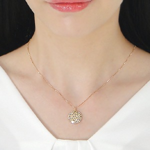 K18YG【1.0ct】ブラウンダイヤモンド ディスクパヴェネックレス