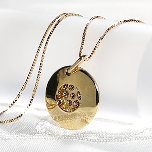 K18YG【1.0ct】ブラウンダイヤモンド ディスクパヴェネックレス