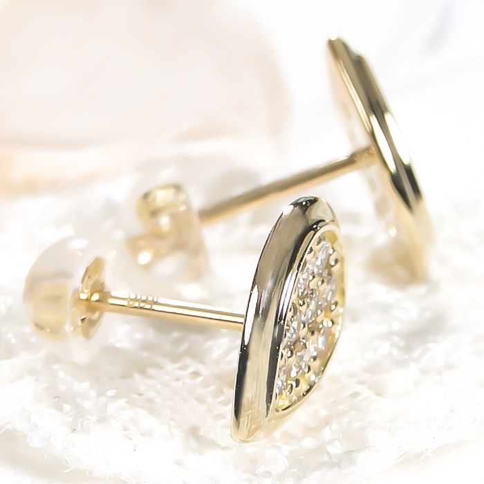 Pt900/K18YG【0.32ct】ティアドロップ パヴェ ダイヤモンド ピアス　CSP00071