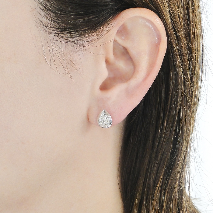 Pt900/K18YG【0.32ct】ティアドロップ パヴェ ダイヤモンド ピアス