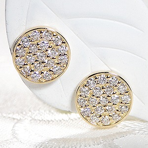 K18YG【0.40ct】サークル モチーフ ダイヤモンド パヴェ ピアス