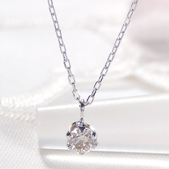 K10WG/YG【0.17ct】天然ダイヤモンド ネックレス 一粒石 大粒天然ダイヤのジュエリーギフト