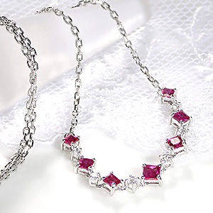 ルビー ダイヤモンド ネックレス Pt900