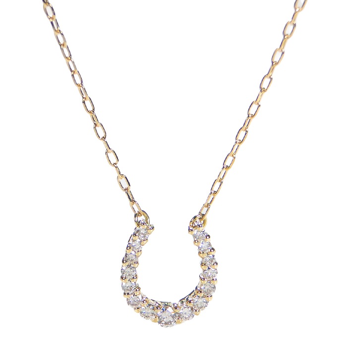 Pt900/K18YG 0.20ct ダイヤモンド 馬蹄 ネックレス【0.20ct 】 CSN00243