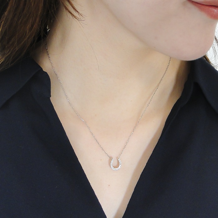 Pt900/K18YG 0.20ct ダイヤモンド 馬蹄 ネックレス【0.20ct 】 CSN00243