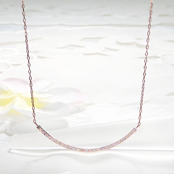 【0.27ct】ダイヤモンド リバーシブル ライン ネックレス K18PG