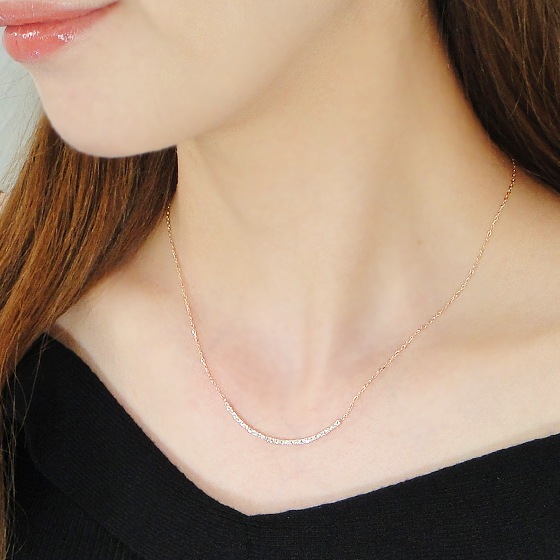 【0.27ct】ダイヤモンド リバーシブル ライン ネックレス K18PG