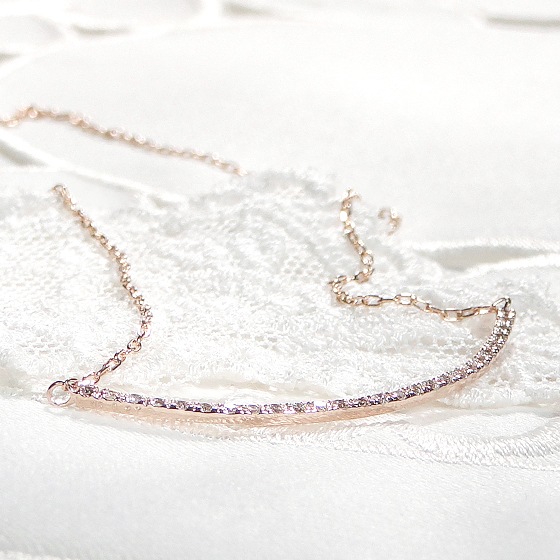 【0.27ct】ダイヤモンド リバーシブル ライン ネックレス K18PG