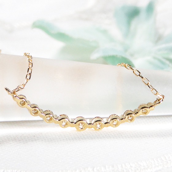 Pt950/K18YG ダイヤモンド ラインネックレス 0.2ct