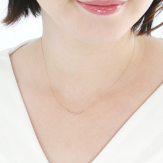 Pt950/K18YG ダイヤモンド ラインネックレス 0.2ct