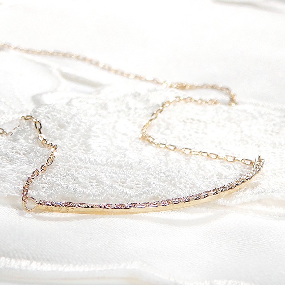 K18YG【0.27ct】ダイヤモンド リバーシブル ライン ネックレス ペンダント