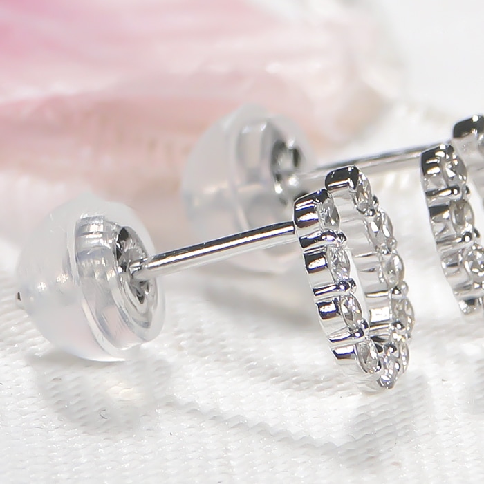 Pt900/K18YG【0.10ct】ダイヤモンド 馬蹄 ピアス
