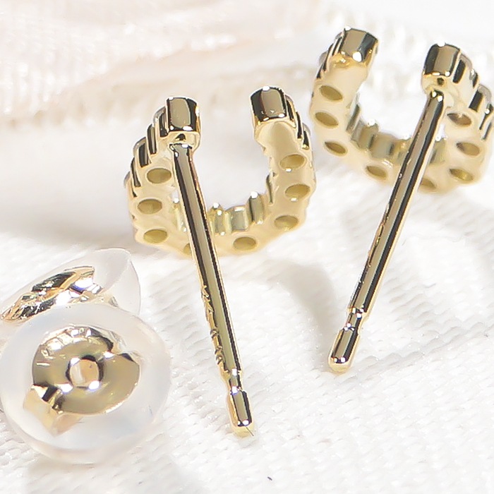 Pt900/K18YG【0.10ct】ダイヤモンド 馬蹄 ピアス