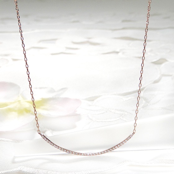 K18PG【0.13ct】ダイヤモンド リバーシブル ライン ネックレス ペンダント