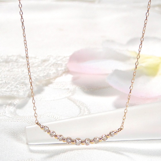 Pt950/K18YG ダイヤモンドラインネックレス 0.2ct ジュエリーギフト 甲州ワイン