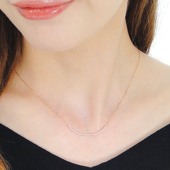 【0.13ct】ダイヤモンド リバーシブル ライン ネックレス K18YG