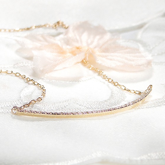 【0.13ct】ダイヤモンド リバーシブル ライン ネックレス K18YG