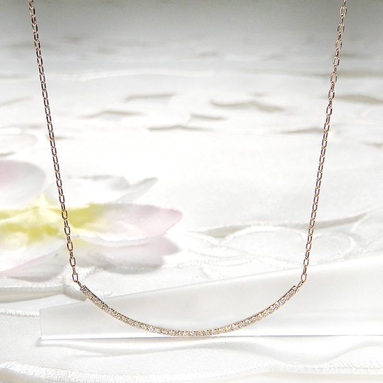 【0.13ct】ダイヤモンド リバーシブル ライン ネックレス K18YG