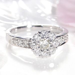 Pt900 フラワーダイヤモンドリング 1.0ct
